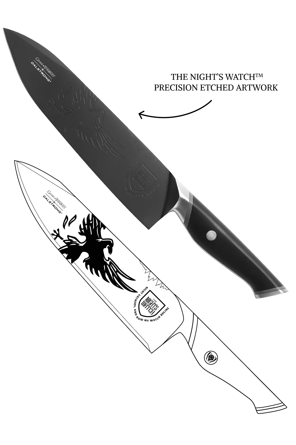 Chef Knife 8" | Game of Thrones™ Edition | Night's Watch™ | Dalstrong © - Image 10