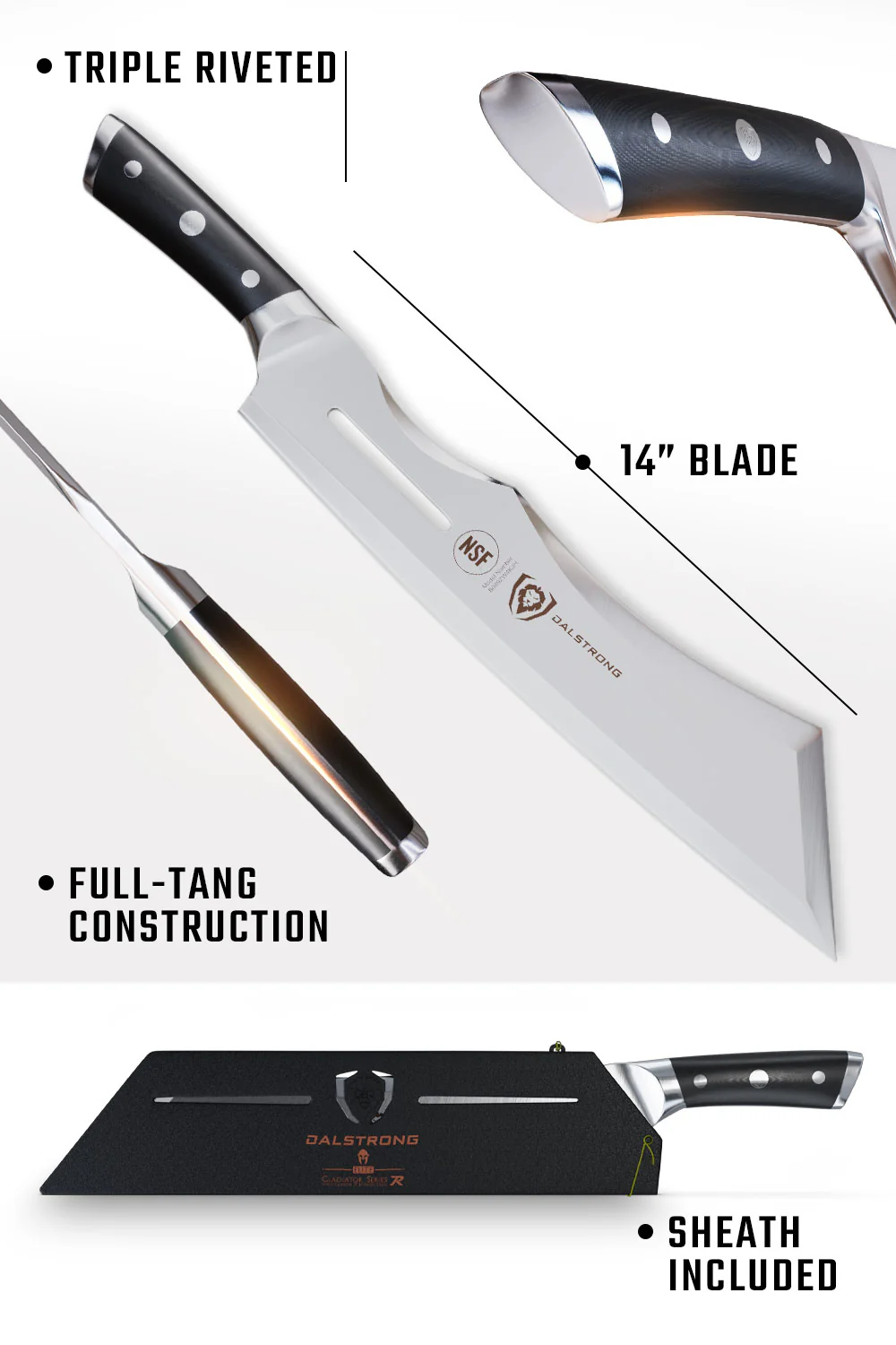 Annihilator Meat Cleaver with Stand 14" | Gladiator Series | Cleaver NSF Certified | Dalstrong © - Image 5