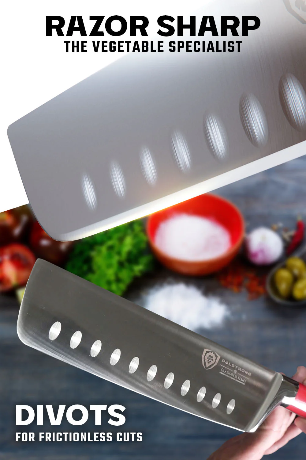 Nakiri Vegetable Knife 7" | Crimson Red ABS Handle | Gladiator Series | NSF Certified | Dalstrong © - Image 2