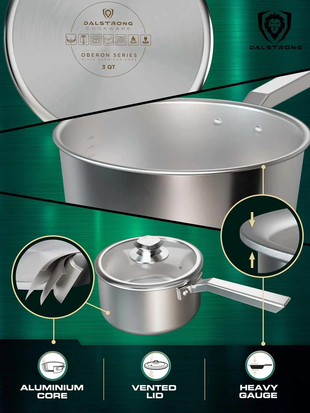 3 Quart Stock Pot | Silver | Oberon Series | Dalstrong © - Image 3