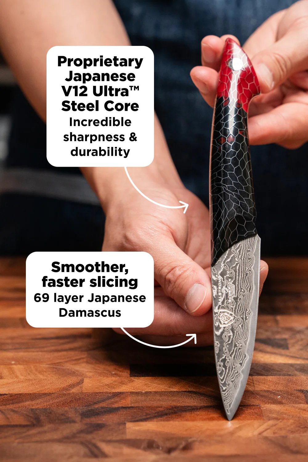 Scorpion Hellfire Bundle | 8" Chef's Knife + 4" Paring Knife + 11" Slicer Knife - Image 13