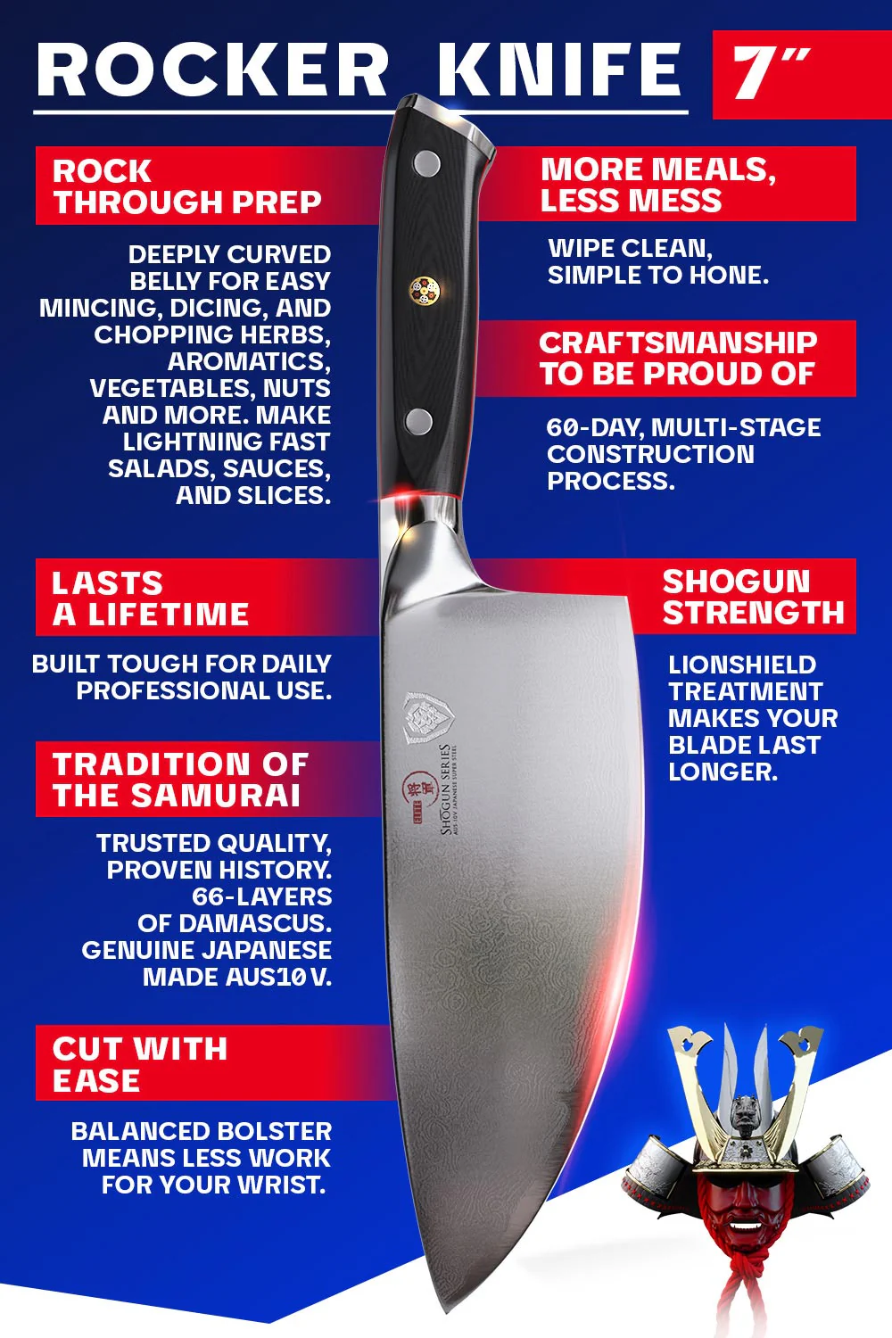 Rocker Knife 7" | Shogun Series | ELITE | Dalstrong © - Image 4