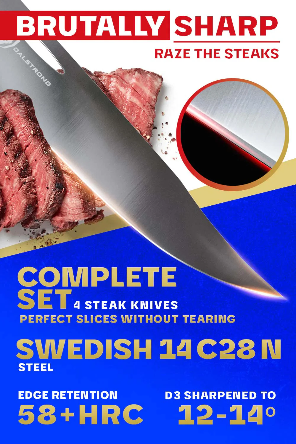 Steak Knife Set - 4 Piece | 5" Blade | Centurion Series | Dalstrong © - Image 2