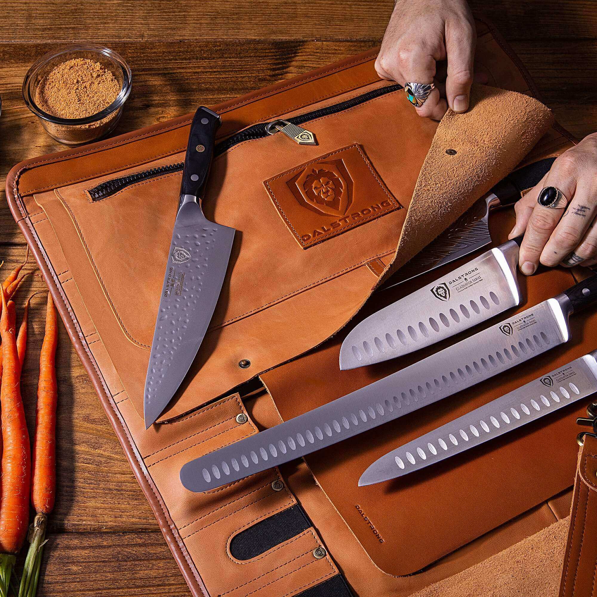 California Brown | Full Grain Leather | Vagabond Knife Roll | Dalstrong © - Image 10