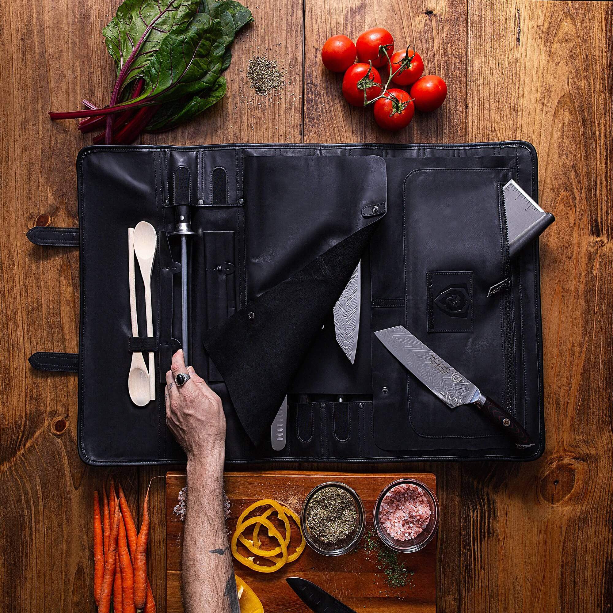 Midnight Black | Full Grain Leather | Vagabond Knife Roll | Dalstrong © - Image 10